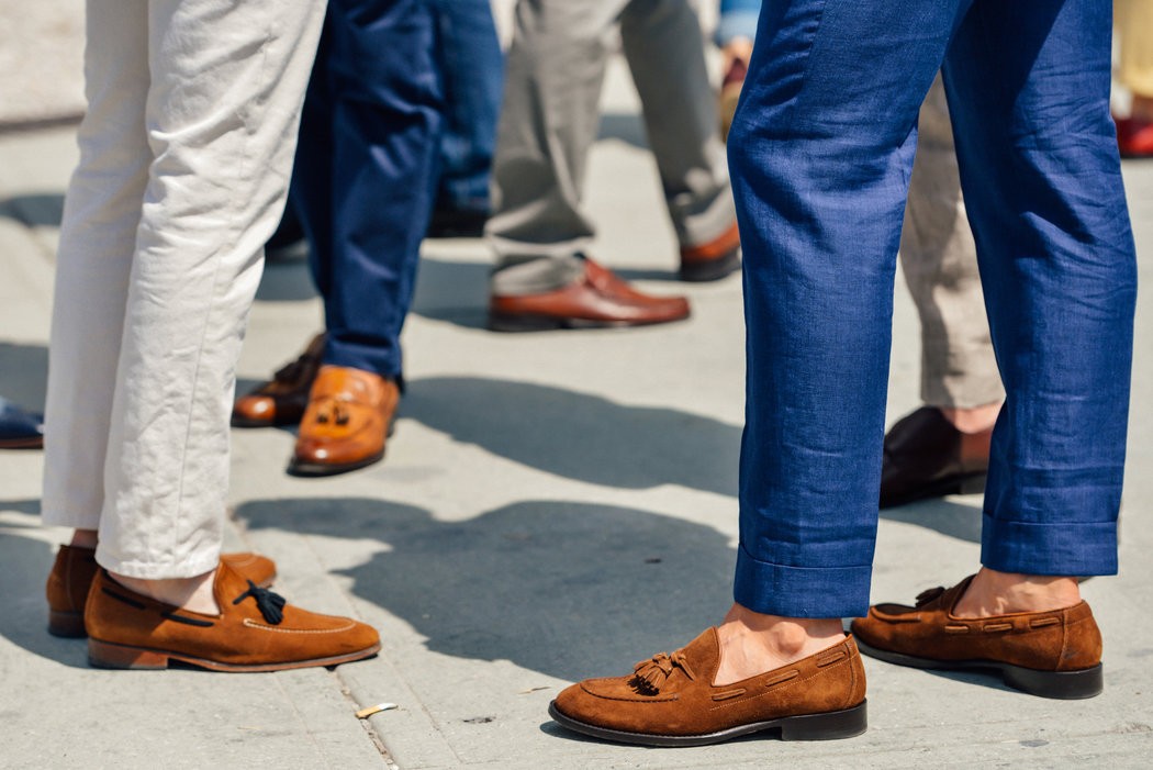 driving loafers with suit